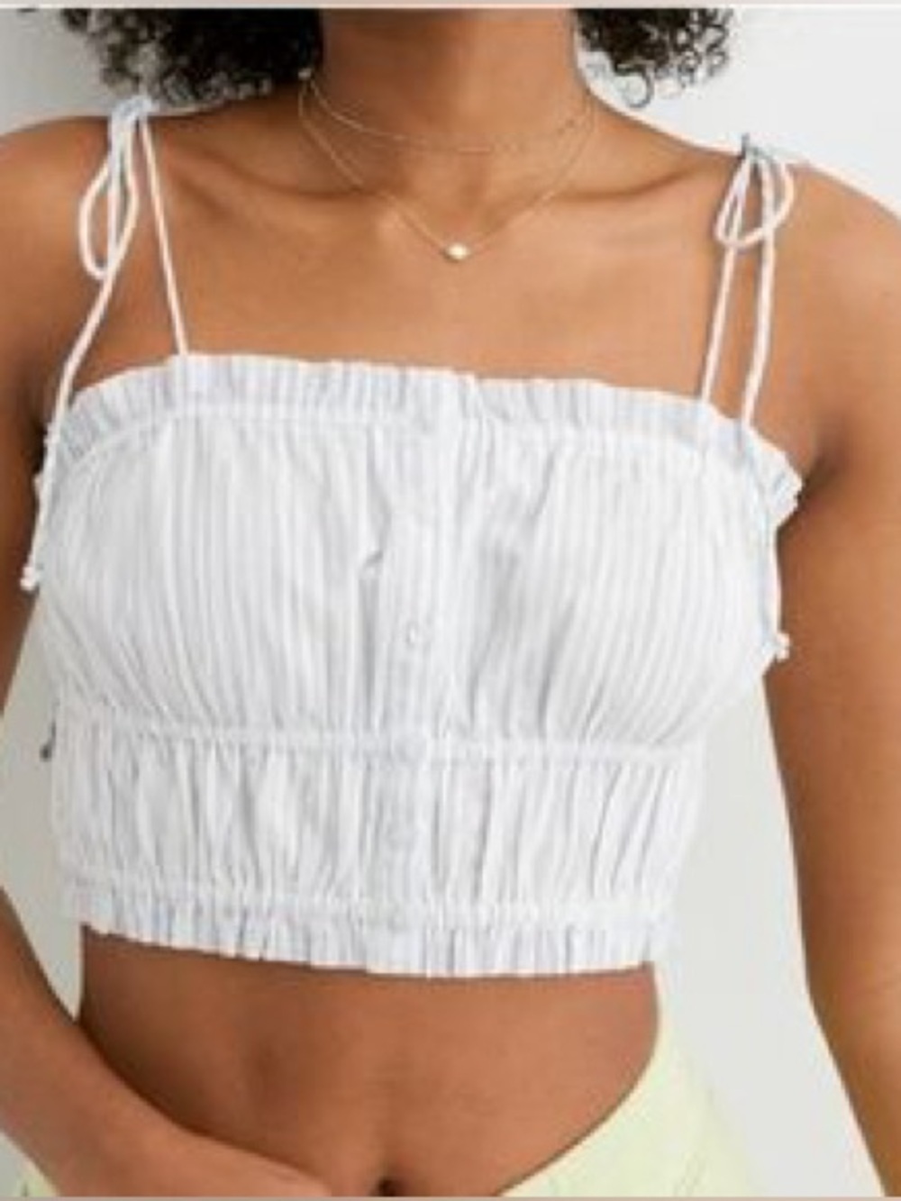aerie Blue and White Striped Tie-Shoulder Cropped Camisole